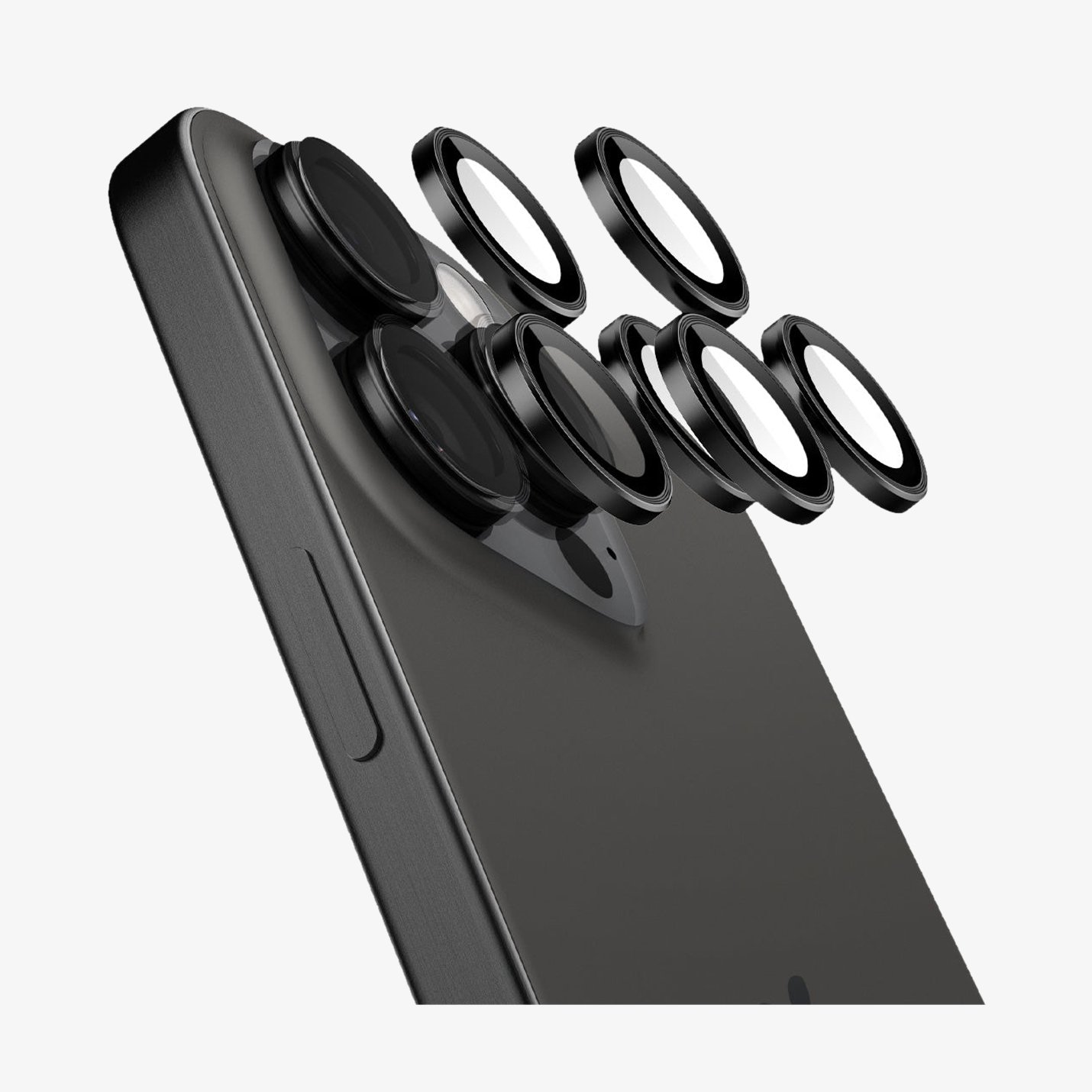 Spigen Caseology iPhone 16 Pro Max / 16 Pro / 15 Pro Max / 15 Pro / 14 Pro Max / 14 Pro Kamera Lens Camı Koruyucu Black (2 Adet)