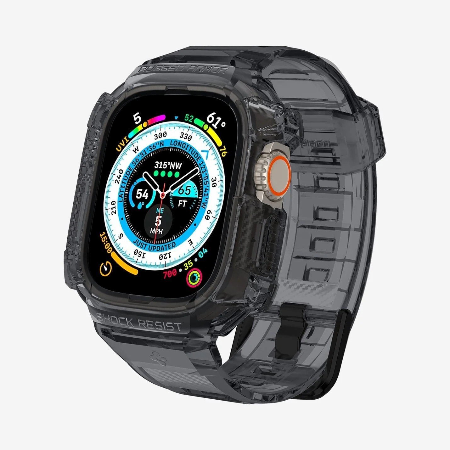 Spigen Apple Watch 49mm (Ultra 2/1) Kılıf & Kordon Kayış Rugged Armor Pro Space Crystal