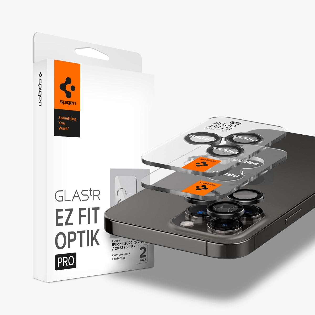 Spigen iPhone 16 Pro Max / 16 Pro / 15 Pro Max / 15 Pro / 14 Pro Max / 14 Pro Kamera Lens Camı Koruyucu Glas.tR EZ Fit Optik Pro (2 Adet)