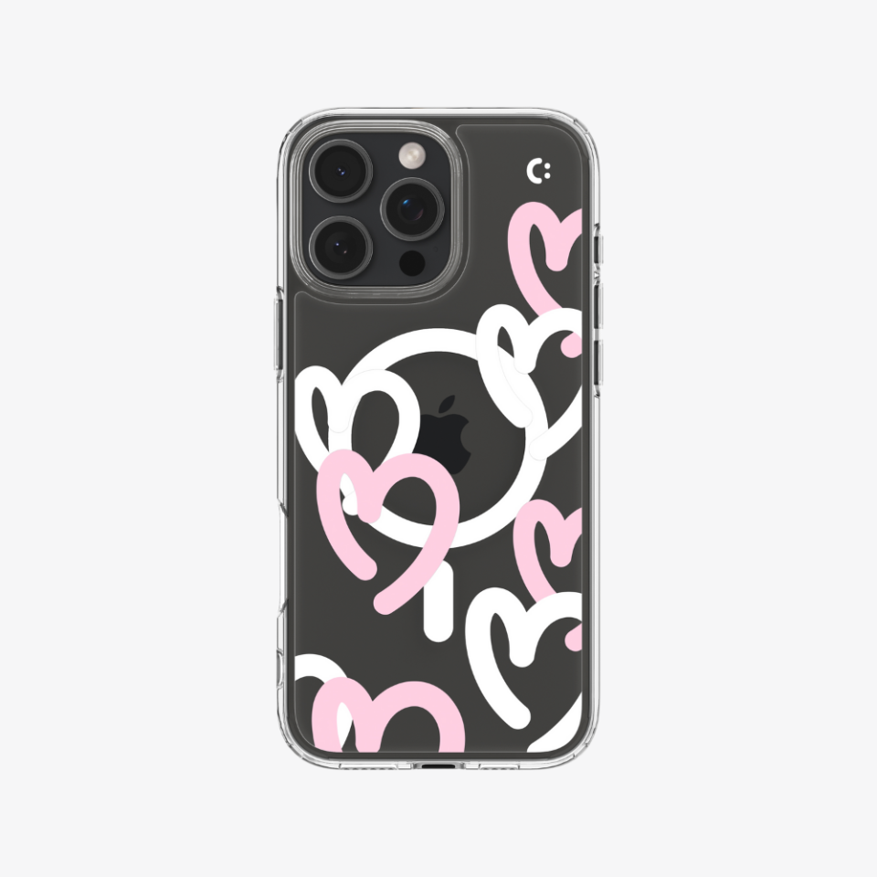 Spigen iPhone 16 Pro Max Kılıf Ultra Hybrid MagFit MagSafe Özellikli Hearts White Pink