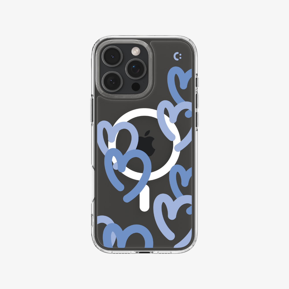 Spigen iPhone 16 Pro Kılıf Ultra Hybrid MagFit MagSafe Özellikli Hearts Denim
