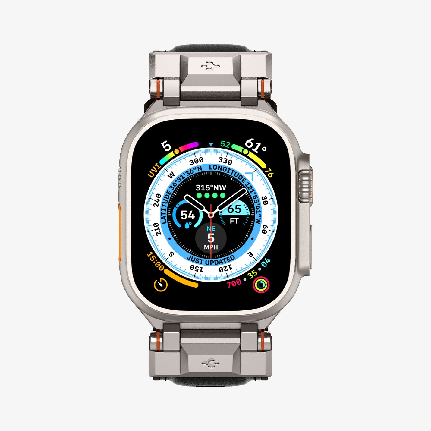 Spigen Apple Watch 49mm Ultra 2/1 - 46mm Seri 10 - 45mm Seri 9/8/7 - 44mm Seri SE2/SE/6/5/4 Kordon Kayış Band DuraPro Armor PU