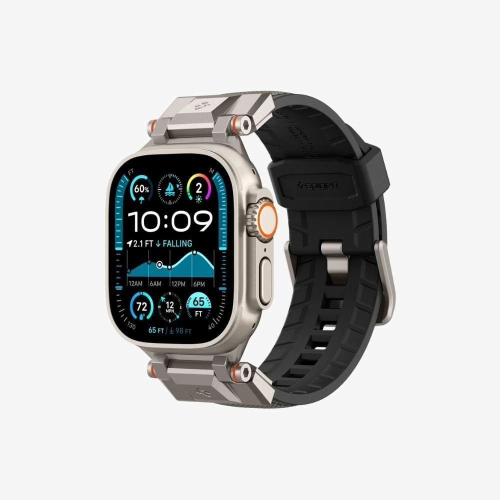 Spigen Apple Watch 49mm Ultra 2/1 - 46mm Seri 10 - 45mm Seri 9/8/7 - 44mm Seri SE/6/5/4 Kordon Kayış Band DuraPro Armor Gray