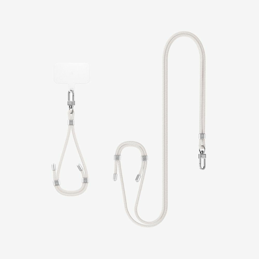 Spigen Cross Body Strap v2 Set Boyun Askı ipi + Wrist Strap El Askı ipi + ConTag Tutucu Aparat (Tüm Cihazlarla Uyumlu) Pearl White