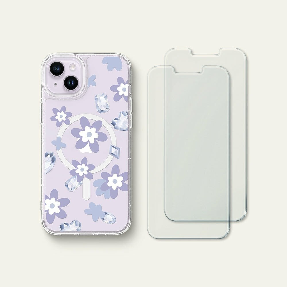 iPhone 14 Plus Kılıf, Ciel by Cyrill Shine Mag Clear Glitter Dream Garden (MagSafe Uyumlu) Purple