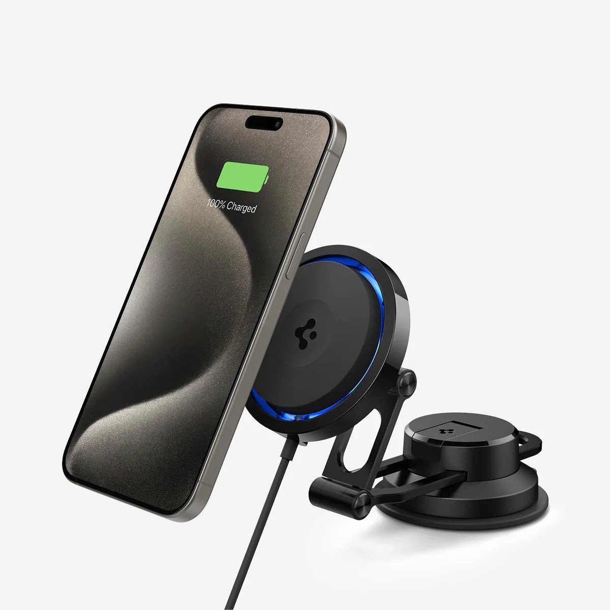 Spigen MagFit Dashboard Araç içi Telefon Tutucu + Manyetik Kablosuz Şarj Cihazı iPhone için MagSafe özellikli Cryomax OneTap Pro 3 Black