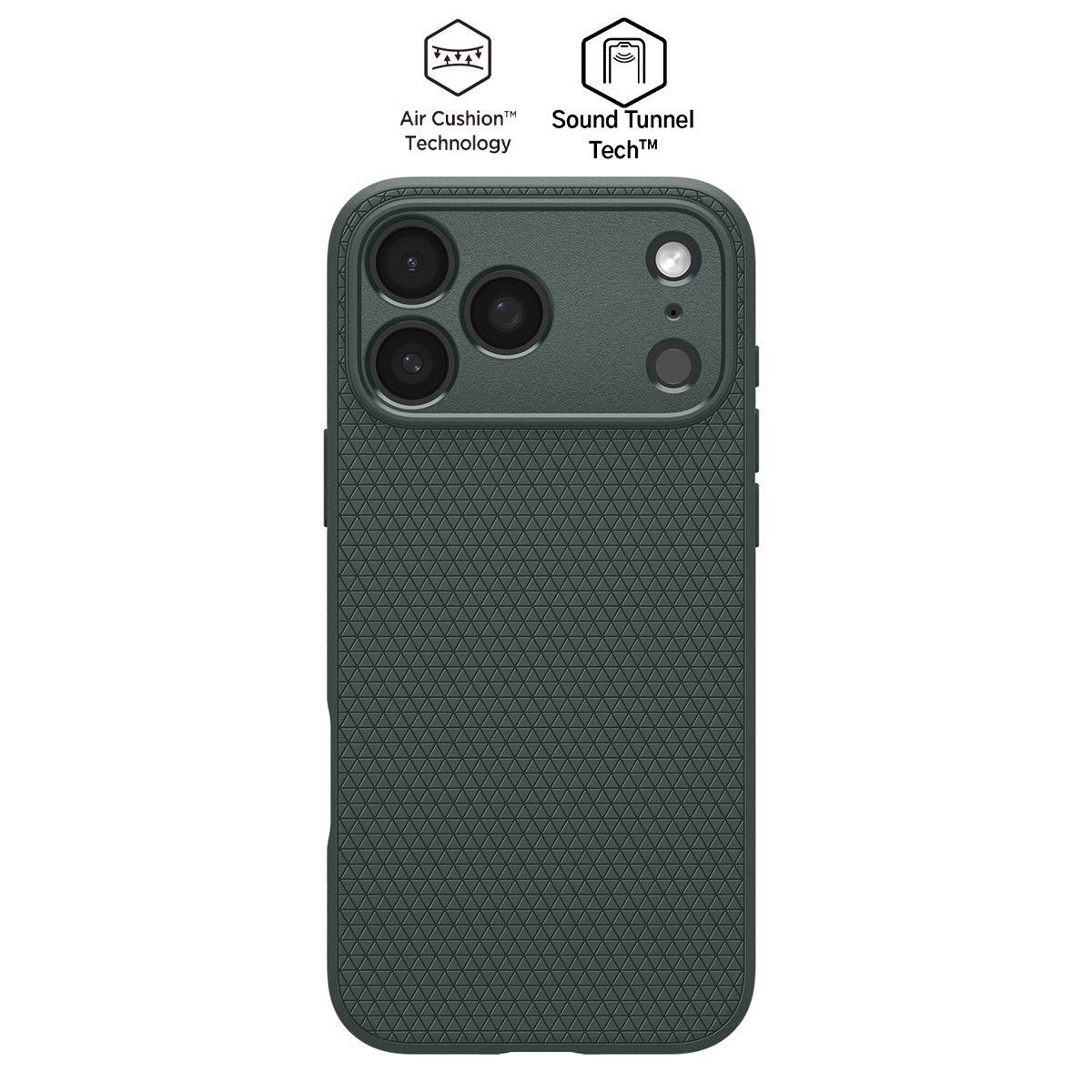 Spigen iPhone 17 Pro Max ince Kılıf Liquid Air Hava Kanalı Teknolojisi™ Askeri Sınıf Koruma Dokulu Yüzey Kapak Abyss Green