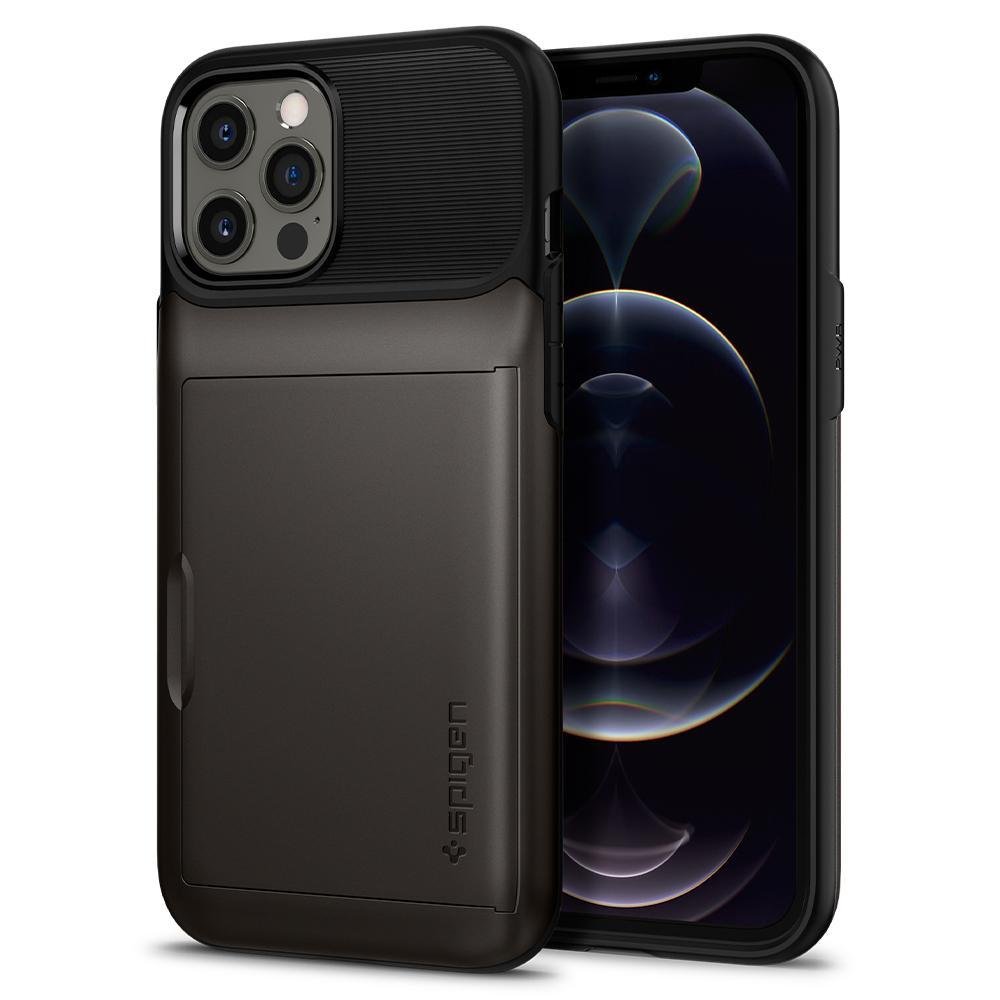 iPhone 12 Pro Max Kılıf, Spigen Slim Armor Wallet Gunmetal