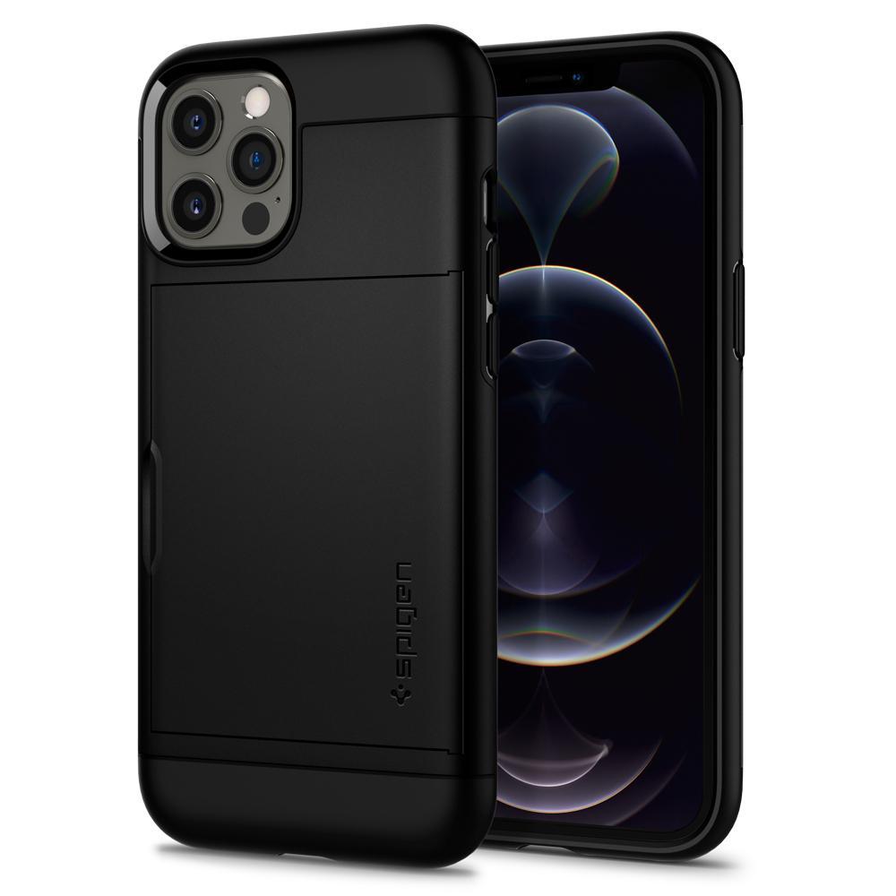 iPhone 12 Pro / iPhone 12 Kılıf, Spigen Slim Armor CS Wallet Black