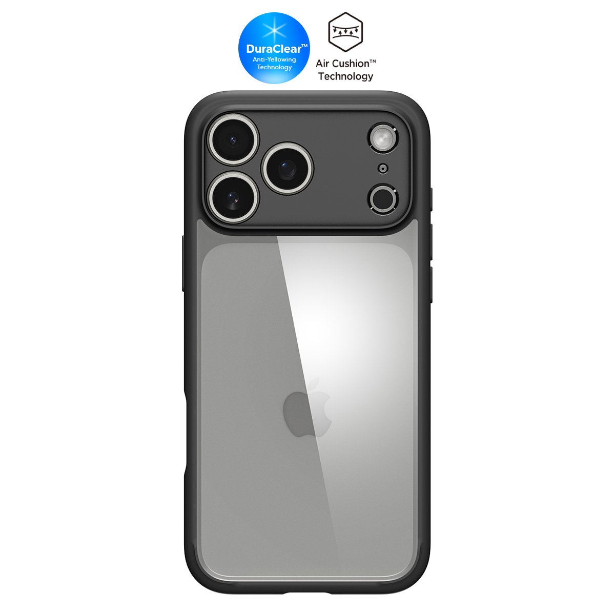 Spigen iPhone 17 Pro Max ince Kılıf Ultra Hybrid Sararma Karşıtı DuraClear™ Hava Kanalı Teknolojisi™ Askeri Sınıf Koruma Şeffaf Kapak Matte Black
