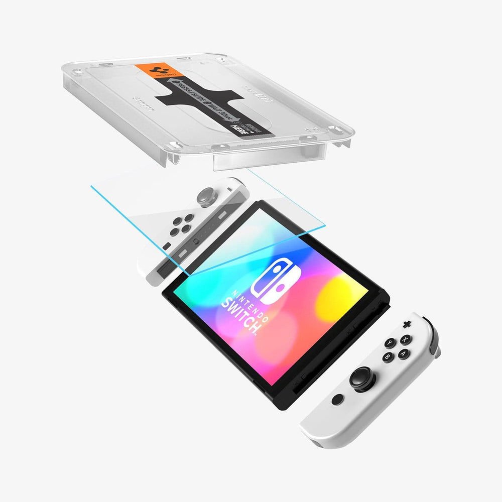 Spigen Nintendo Switch OLED ile Uyumlu Cam Ekran Koruyucu Kolay Kurulum GLAS.tR EZ Fit Slim HD (2 Adet)