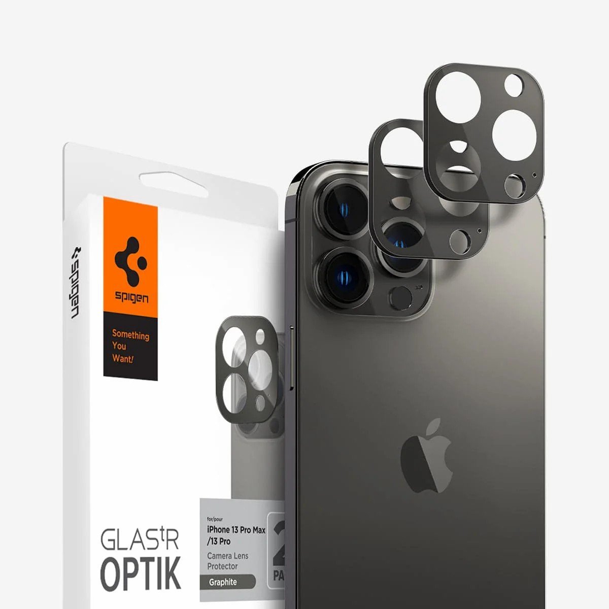 Spigen iPhone 13 Pro Max / 13 Pro Kamera Lens Camı Koruyucu GLAS.tR Optik (2 Adet) Graphite