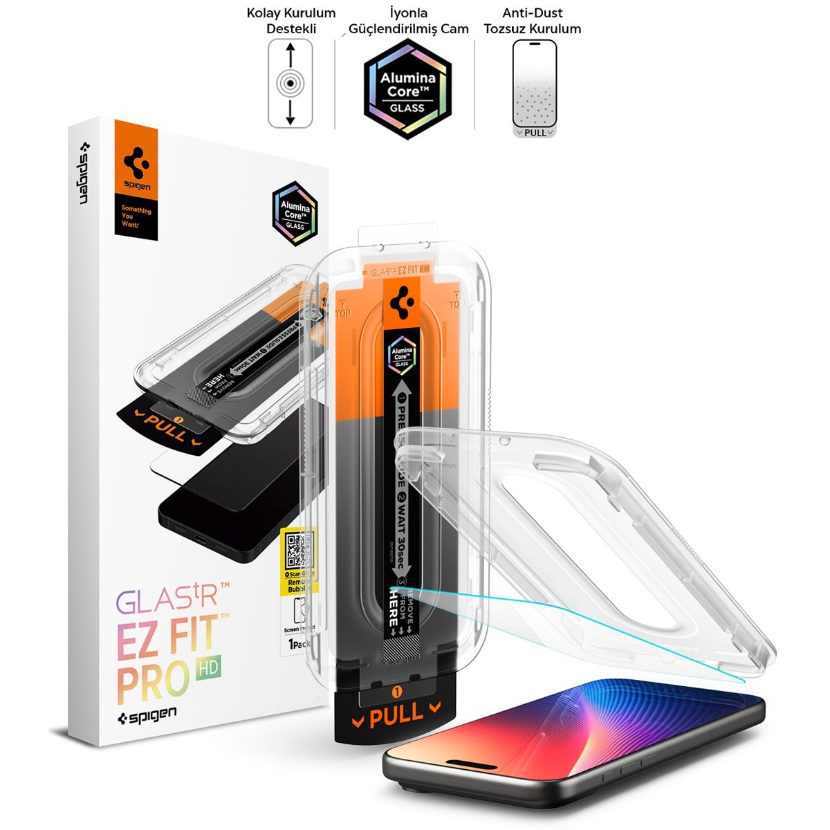 Spigen iPhone 17 Pro / 17 / 16 Pro Cam Ekran Koruyucu Kolay Kurulum Glas.tR EZ Fit Pro HD - AGL10097