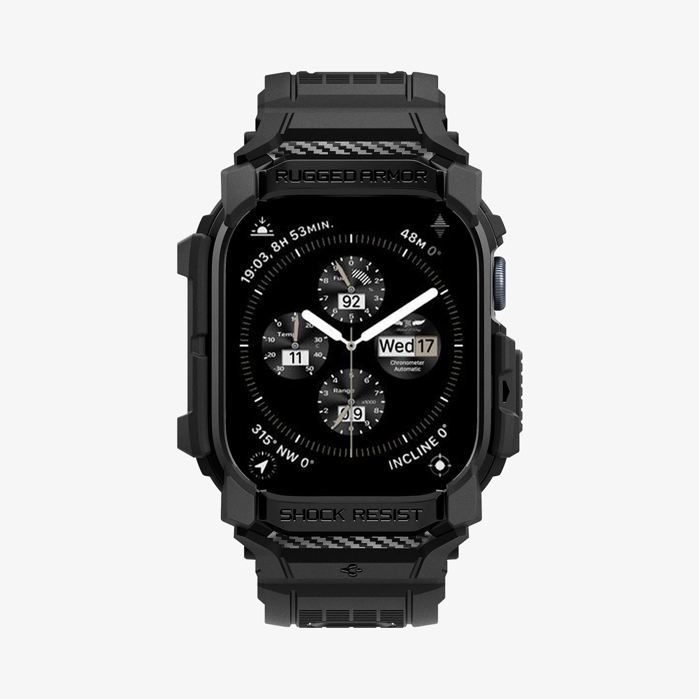 Spigen Apple Watch 42mm Seri 10 Kılıf & Kordon Kayış Rugged Armor Pro Matte Black