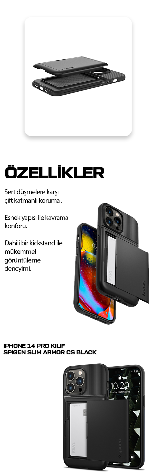 iPhone 14 Pro Kılıf, Spigen Slim Armor CS Wallet Spigen