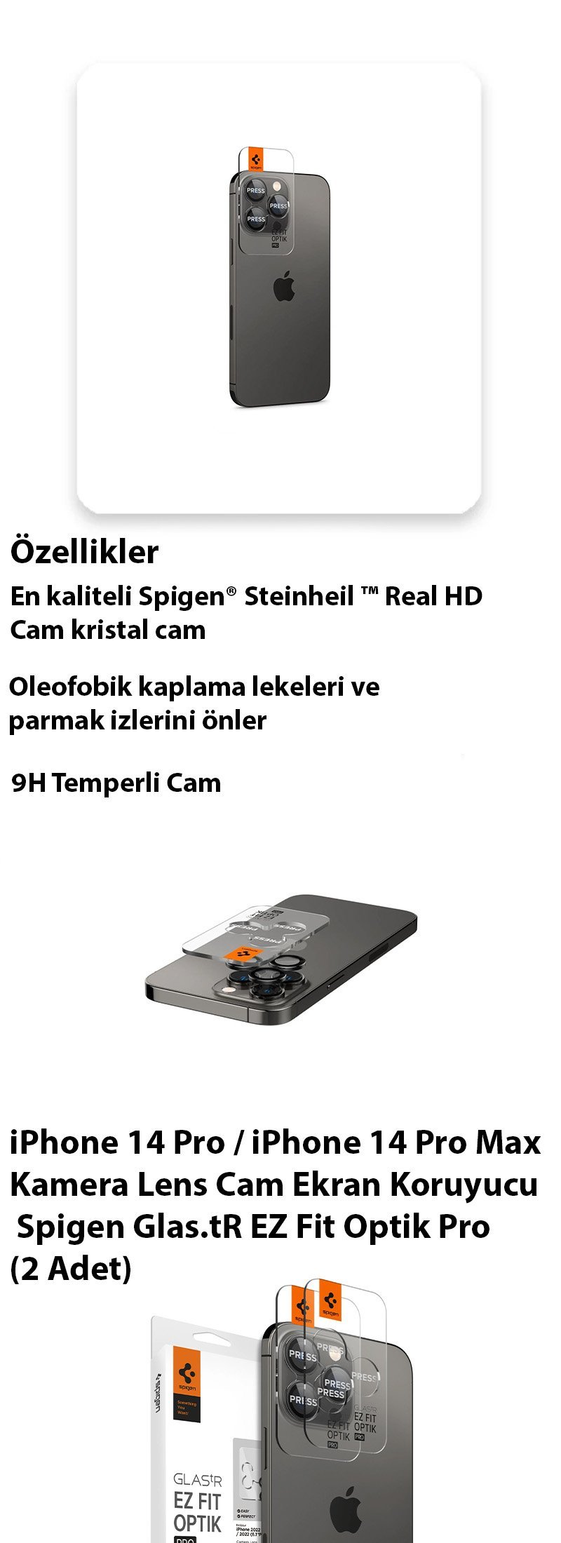 iPhone 14 Pro / iPhone 14 Pro Max Kamera Lens Cam Ekran Koruyucu