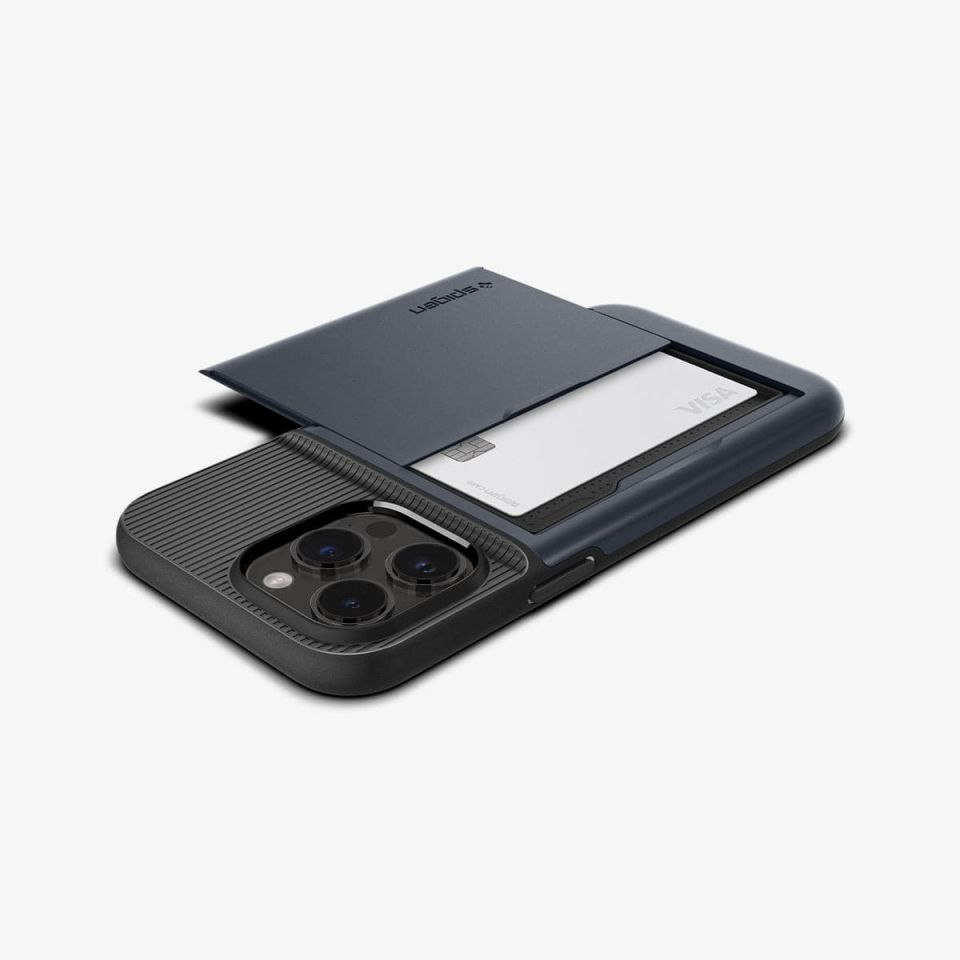 iPhone 14 Pro Kılıf, Spigen Slim Armor CS Wallet Metal Slate
