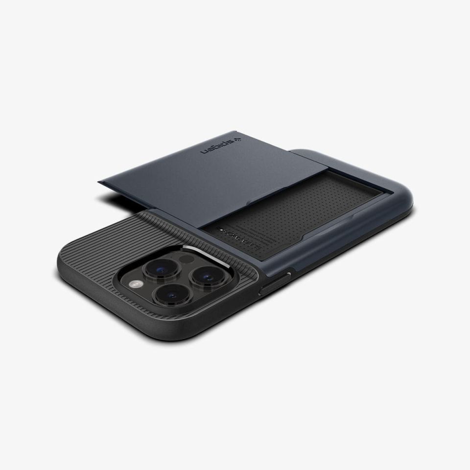 iPhone 14 Pro Kılıf, Spigen Slim Armor CS Wallet Metal Slate