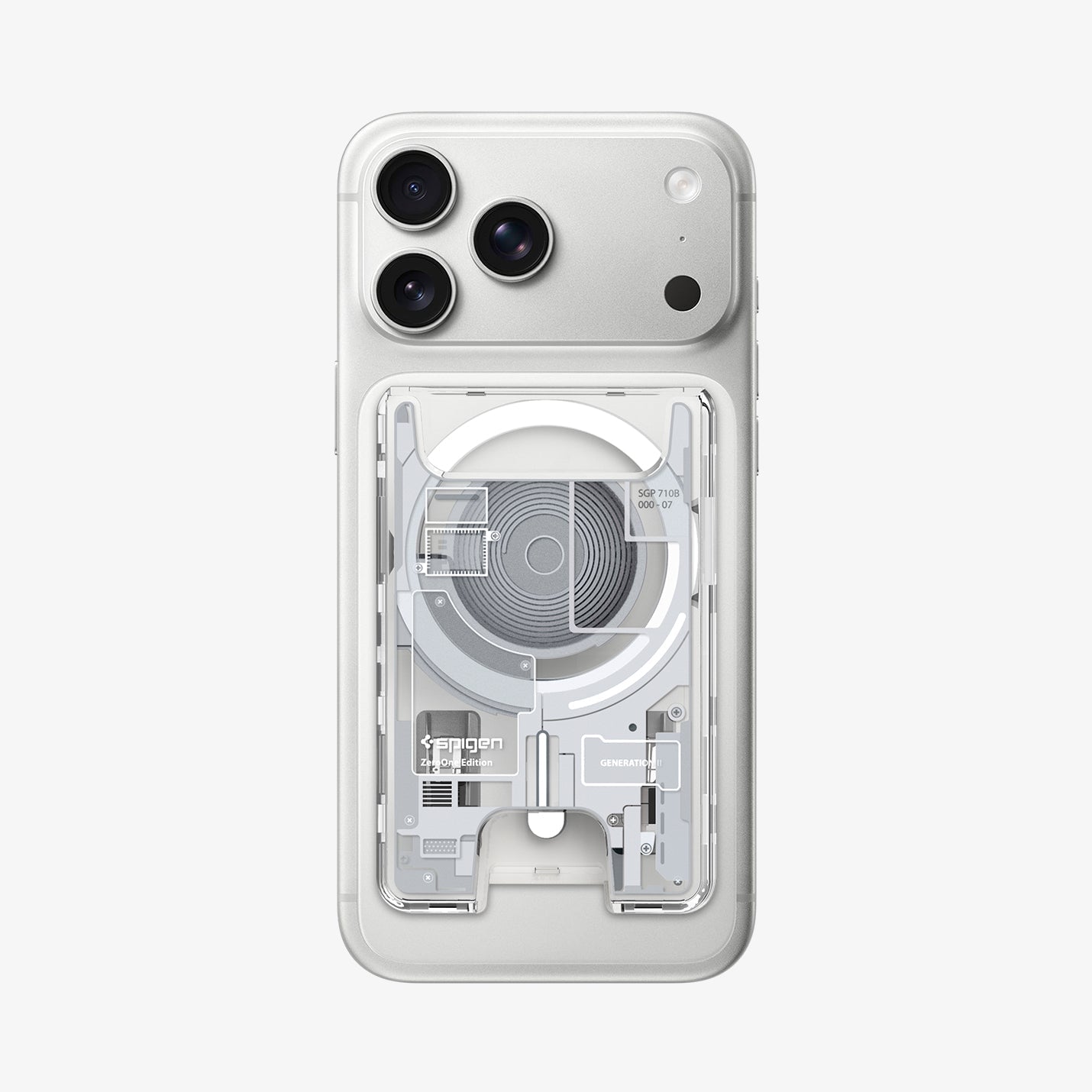 Spigen Apple iPhone için MagSafe Özellikli 4 Kartlı Manyetik Cüzdan Ultra Hybrid v2 Zero One White