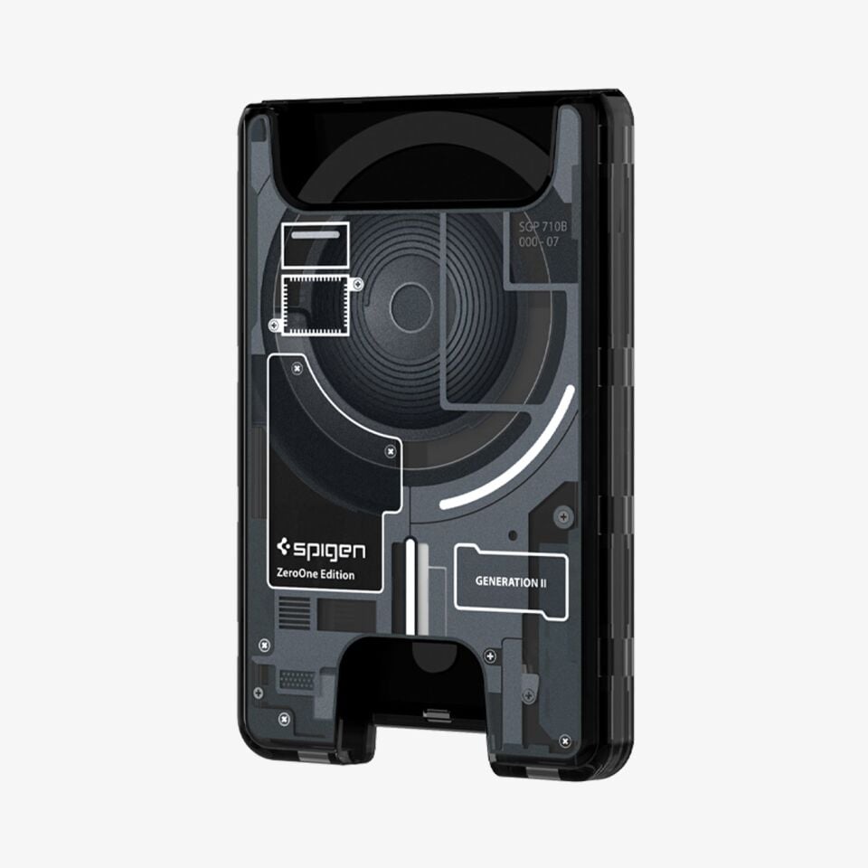 Spigen Apple iPhone için MagSafe Özellikli 4 Kartlı Manyetik Cüzdan Ultra Hybrid v2 Zero One Black