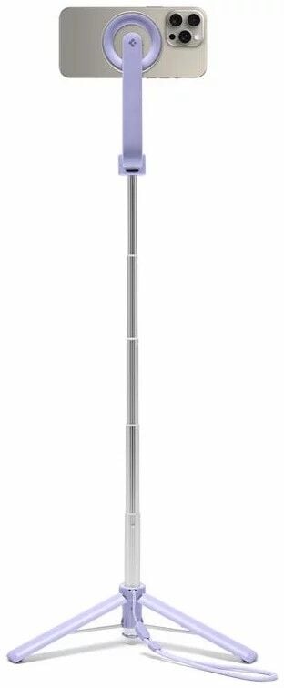 Spigen Kablosuz Bluetooth Selfie Çubuğu MagSafe ile Uyumlu Uzaktan Kumandalı Tripod / 60 cm Kadar Uzatılabilir Kolay Taşınabilir MagFit S571W Lavender