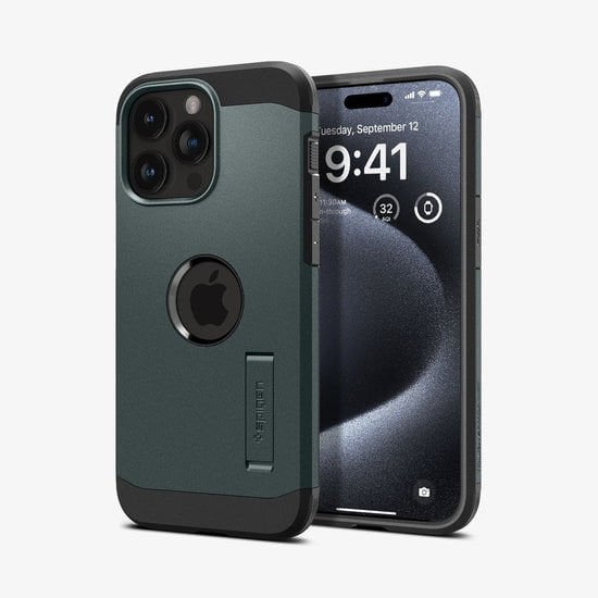 iPhone 15 Pro Kılıf, Spigen Tough Armor Magfit (Magsafe Uyumlu) Abyss Green