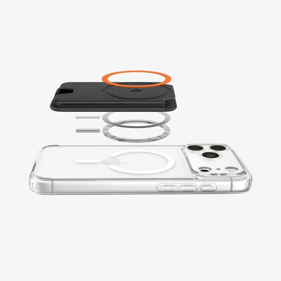 Spigen MagFit iPhone ve Galaxy Kılıflar için MagSafe özellikli 5 Kartlı Manyetik Cüzdan Valentinus Wallet Black