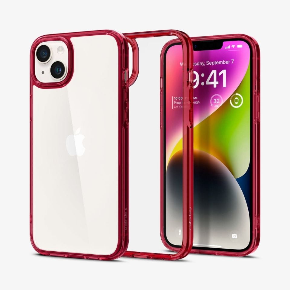 iPhone 14 / iPhone 13 Kılıf, Spigen Ultra Hybrid Red Crystal
