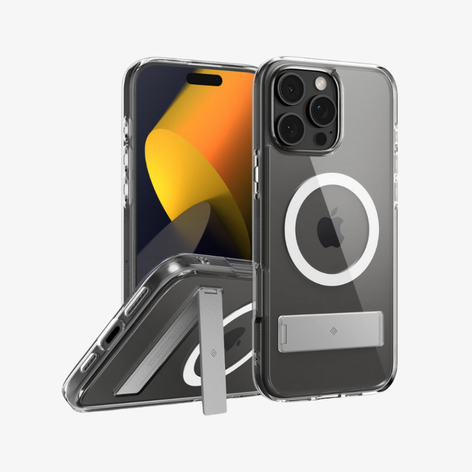 Spigen Caseology iPhone 16 Pro Kılıf Capella Mag MagSafe Özellikli Kickstand Clear White