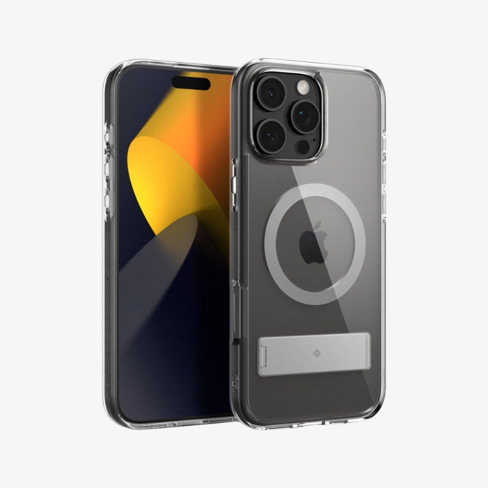 Spigen Caseology iPhone 16 Pro Kılıf Capella Mag MagSafe Özellikli Kickstand Clear Gray