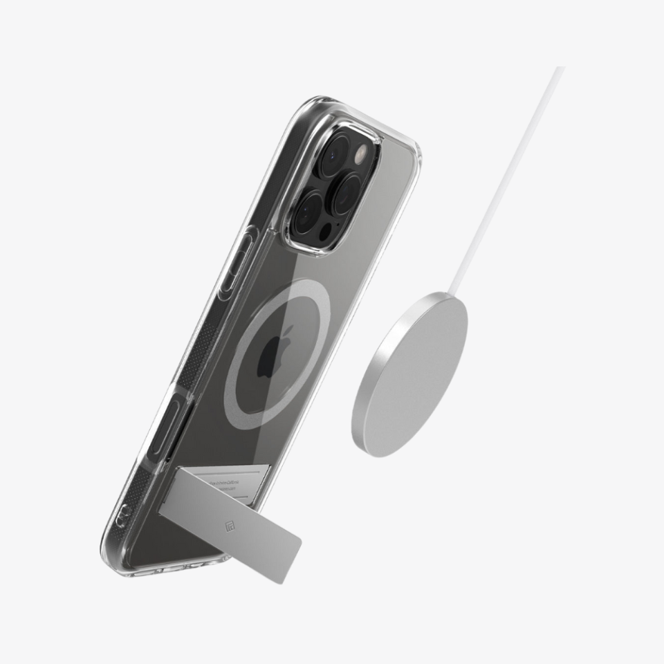 Spigen Caseology iPhone 16 Pro Kılıf Capella Mag MagSafe Özellikli Kickstand Clear Gray