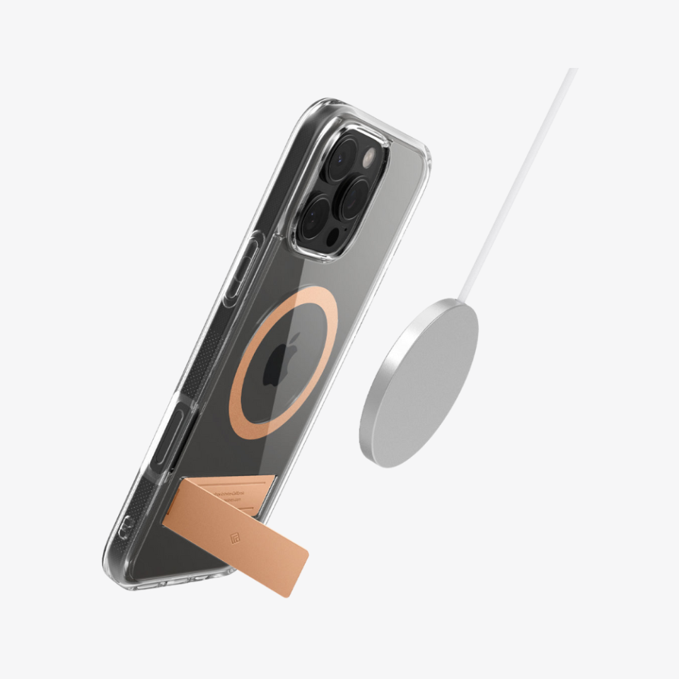 Spigen Caseology iPhone 16 Pro Kılıf Capella Mag MagSafe Özellikli Kickstand Clear Sepia Gold