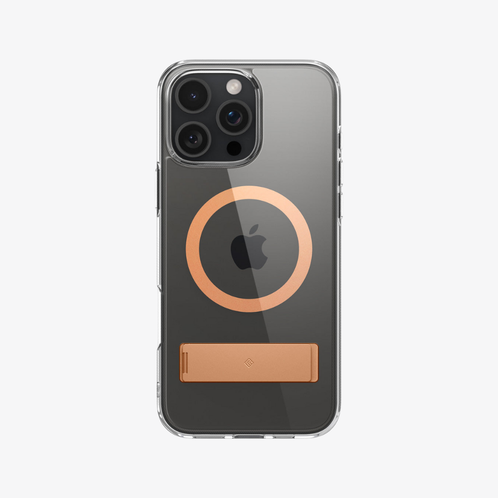 Spigen Caseology iPhone 16 Pro Kılıf Capella Mag MagSafe Özellikli Kickstand Clear Sepia Gold