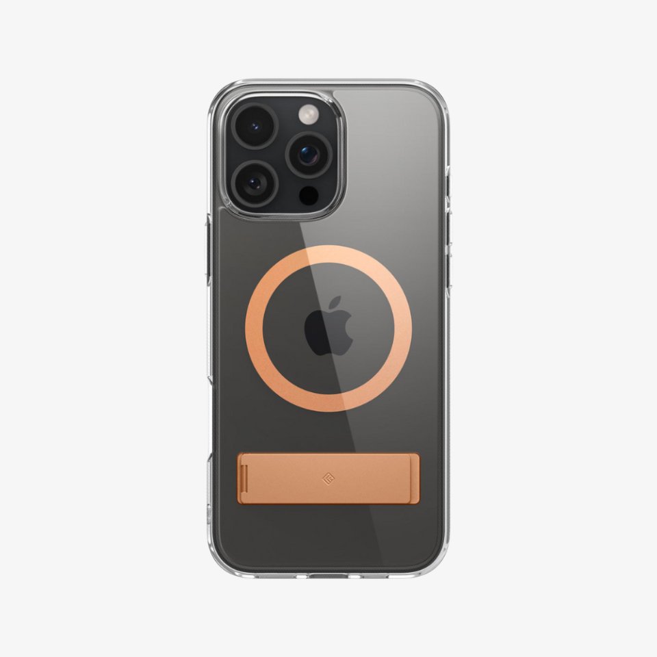 Spigen Caseology iPhone 16 Pro Kılıf Capella Mag MagSafe Özellikli Kickstand Clear Sepia Gold