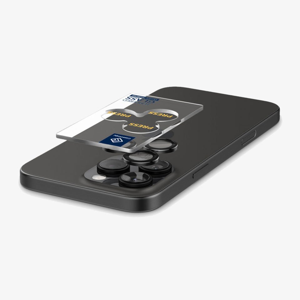 Spigen Caseology iPhone 16 Pro Max / 16 Pro / 15 Pro Max / 15 Pro / 14 Pro Max / 14 Pro Kamera Lens Camı Koruyucu Black (2 Adet)