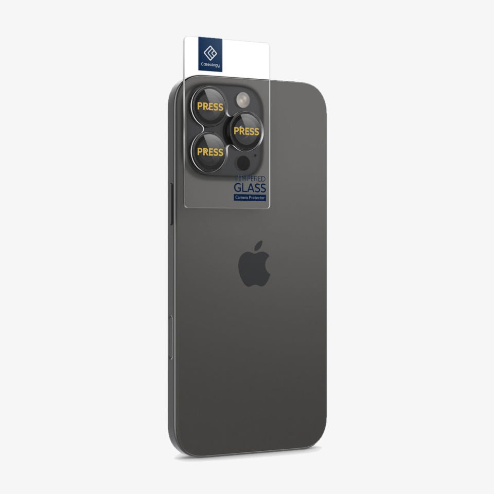 Spigen Caseology iPhone 16 Pro Max / 16 Pro / 15 Pro Max / 15 Pro / 14 Pro Max / 14 Pro Kamera Lens Camı Koruyucu Black (2 Adet) Black