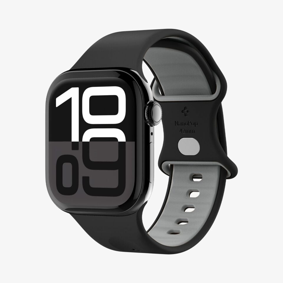 Spigen Apple Watch 42mm Seri 11/10 - 41mm Seri SE3/9/8/7 - 40mm Seri SE2/SE/6/5/4 ile Uyumlu Kordon Kayış Nano Pop Black Sesame
