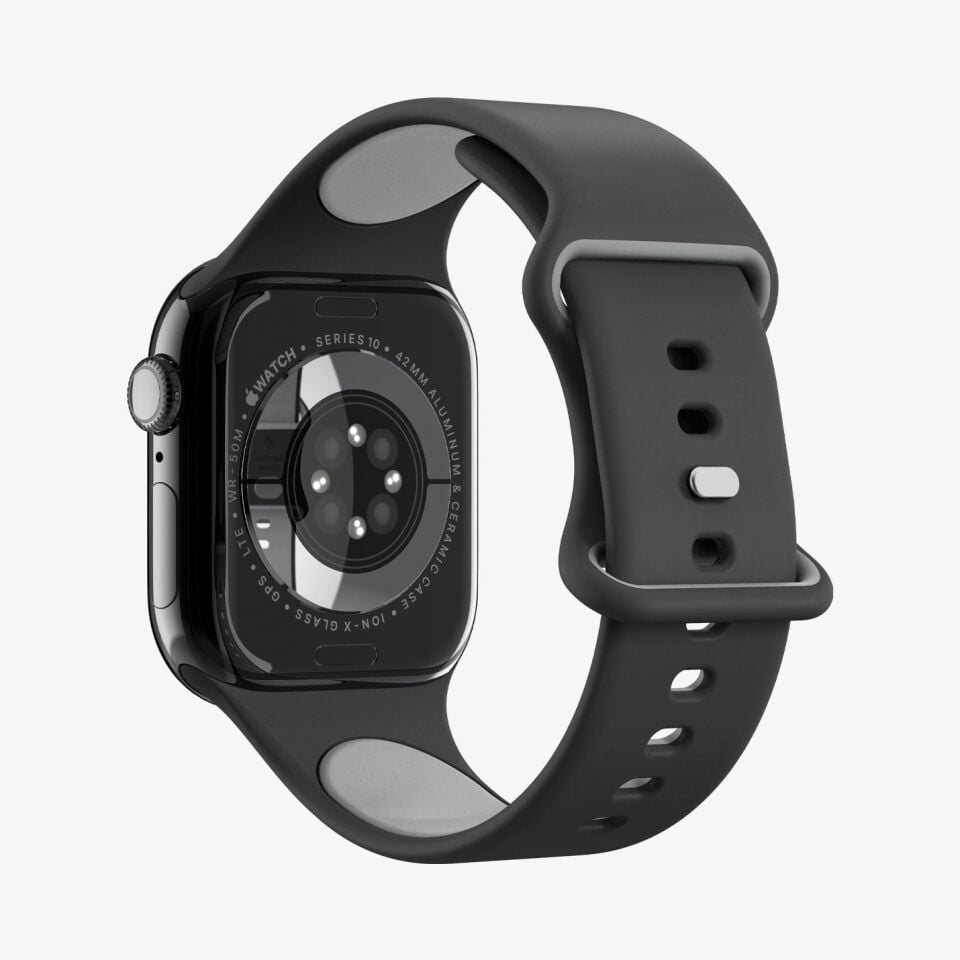 Spigen Apple Watch 42mm Seri 11/10 - 41mm Seri SE3/9/8/7 - 40mm Seri SE2/SE/6/5/4 ile Uyumlu Kordon Kayış Nano Pop Black Sesame