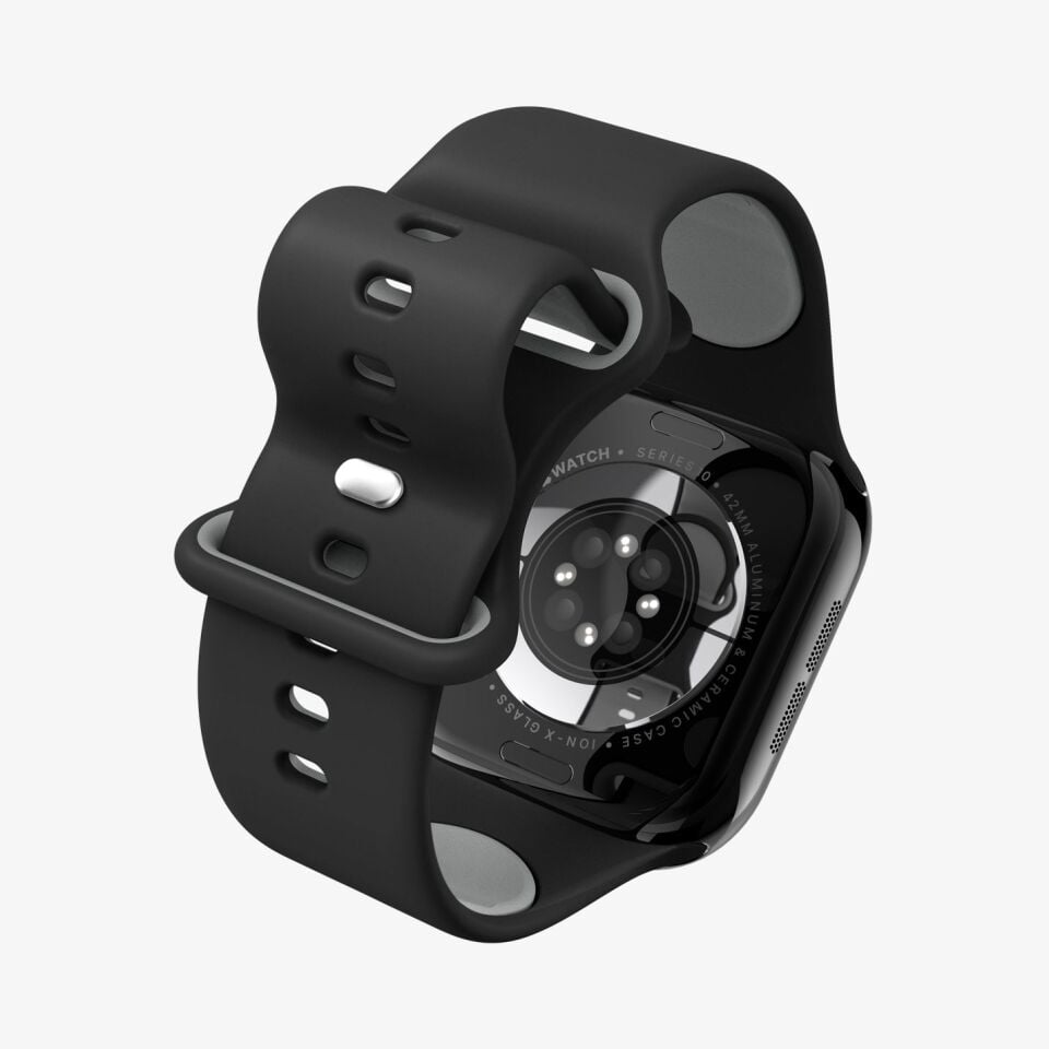 Spigen Apple Watch 42mm Seri 11/10 - 41mm Seri SE3/9/8/7 - 40mm Seri SE2/SE/6/5/4 ile Uyumlu Kordon Kayış Nano Pop Black Sesame