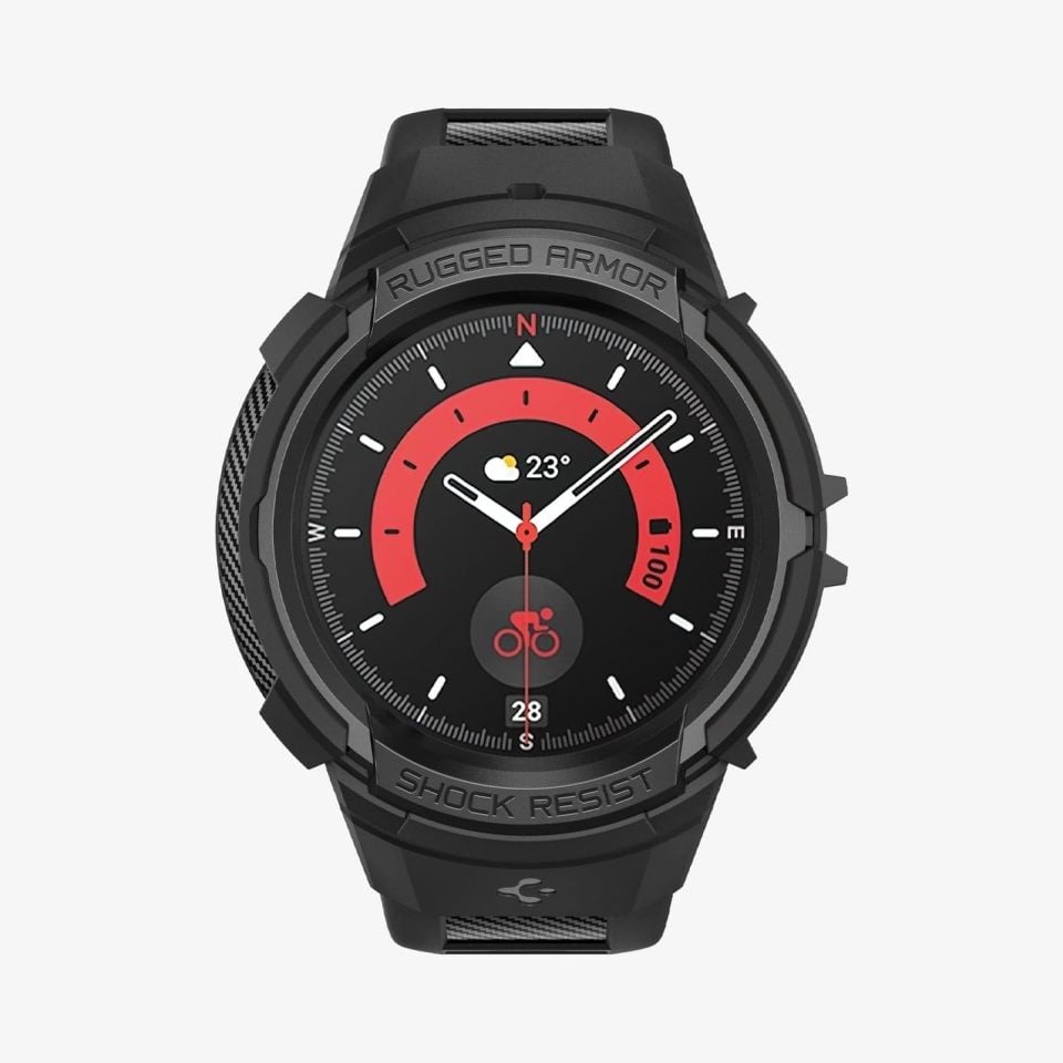Spigen Galaxy Watch 5 Pro (45mm) Kılıf & Kordon Kayış Rugged Armor Pro Black