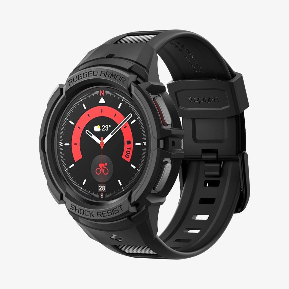 Spigen Galaxy Watch 5 Pro (45mm) Kılıf & Kordon Kayış Rugged Armor Pro Black