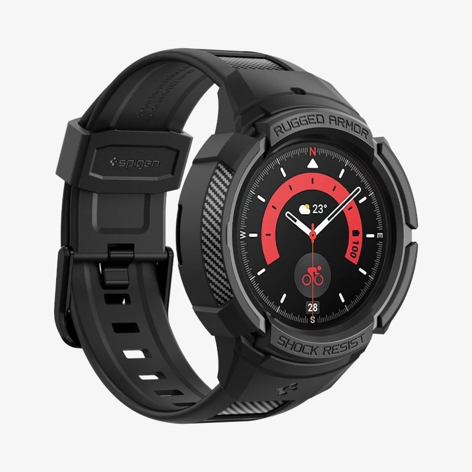 Spigen Galaxy Watch 5 Pro (45mm) Kılıf & Kordon Kayış Rugged Armor Pro Black