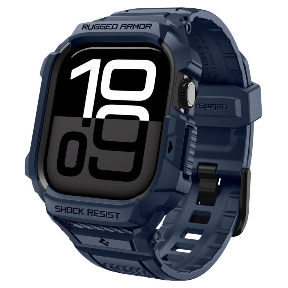 Spigen Apple Watch 42mm Seri 11/10 ile Uyumlu Kılıf & Kordon Kayış Rugged Armor Pro 2 Navy Blue