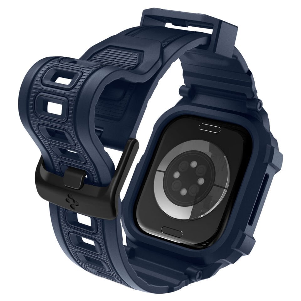 Spigen Apple Watch 42mm Seri 11/10 ile Uyumlu Kılıf & Kordon Kayış Rugged Armor Pro 2 Navy Blue