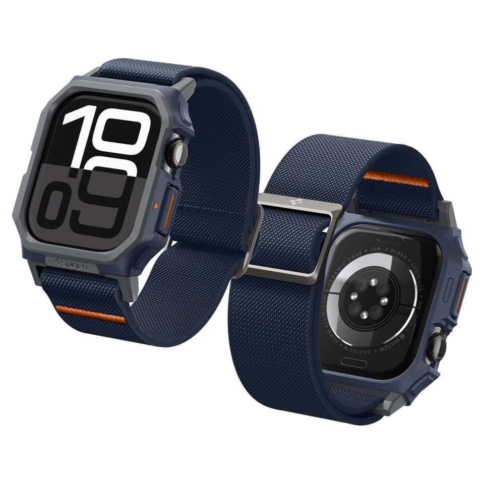 Spigen Apple Watch 46mm Seri 11/10 ile Uyumlu Kılıf & Kordon Kayış Lite Fit Pro Navy Blue
