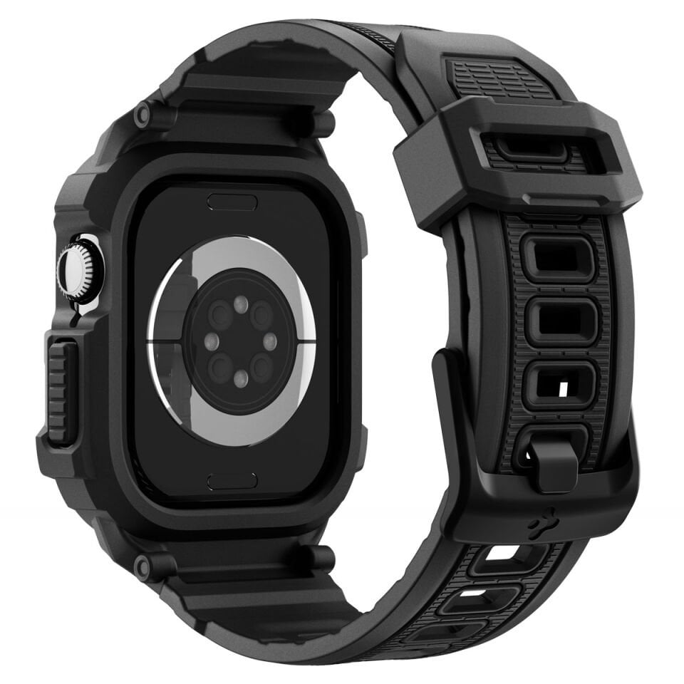 Spigen Apple Watch 46mm Seri 11/10 ile Uyumlu Kılıf & Kordon Kayış Rugged Armor Pro 2 Matte Black