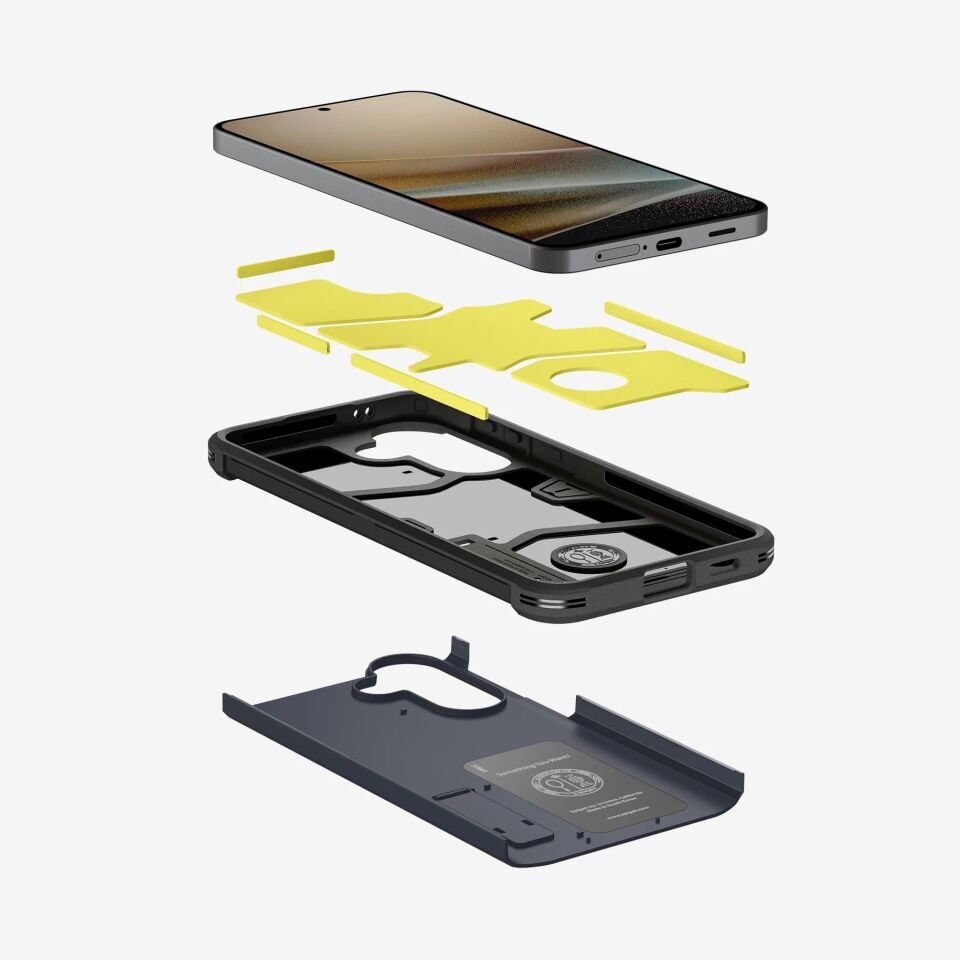 Spigen Samsung Galaxy A57 5G ile Uyumlu Ekstra Dayanıklı Kılıf Tough Armor Hava Kanalı Teknolojisi™ Askeri Sınıf Koruma MagFit KickStand'lı Çift Katman Kapak Metal Slate