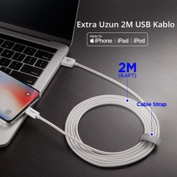 Spigen Essential Lightning to USB-A (2 Metre) Şarj/Data Kablosu MFI Lisanslı C20LS