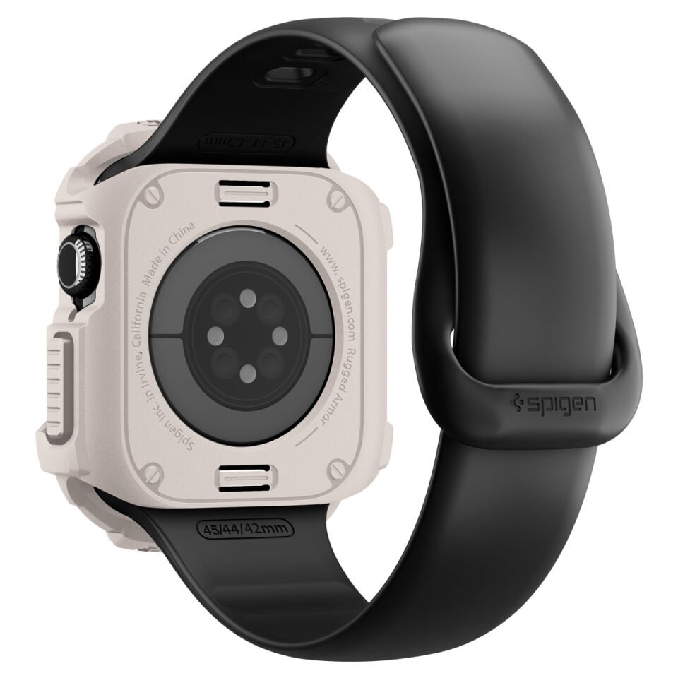 Spigen Apple Watch 46mm Seri 11/10 ile Uyumlu Kılıf Rugged Armor 2 Dune Beige