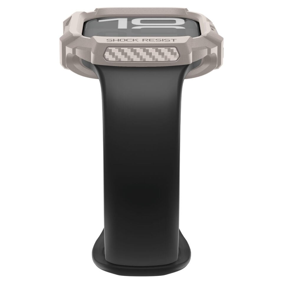 Spigen Apple Watch 46mm Seri 11/10 ile Uyumlu Kılıf Rugged Armor 2 Dune Beige